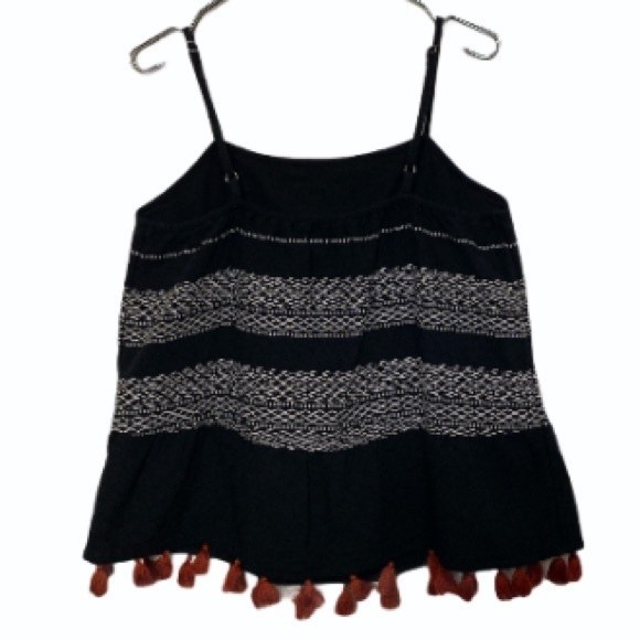 A.N.A Babydoll Tank Top Boho embroidered Black White Rust size M - Picture 5 of 14